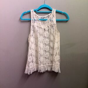 Elegant Cream Lace Sleeveless Top